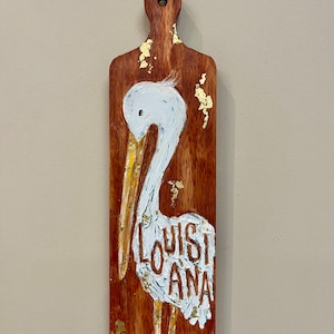 Louisiana Pelican textured painting decorative cutting board