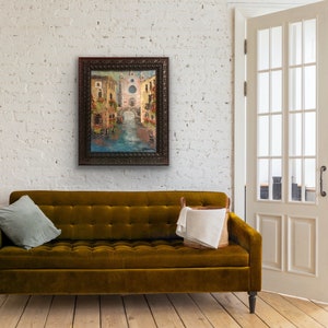 Original oil painting Venice Italy on canvas with ornate frame