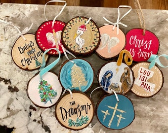 Wooden hand painted Christmas ornament