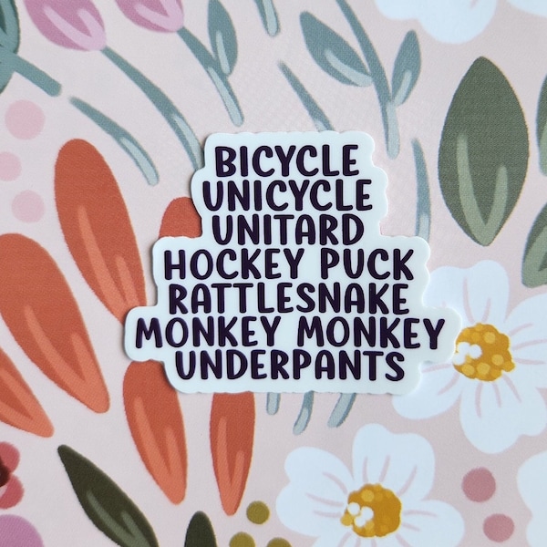 Bicycle Unicycle Unitard Hockey Puck Rattle Snake Monkey Monkey Underpants Waterproof Vinyl Sticker