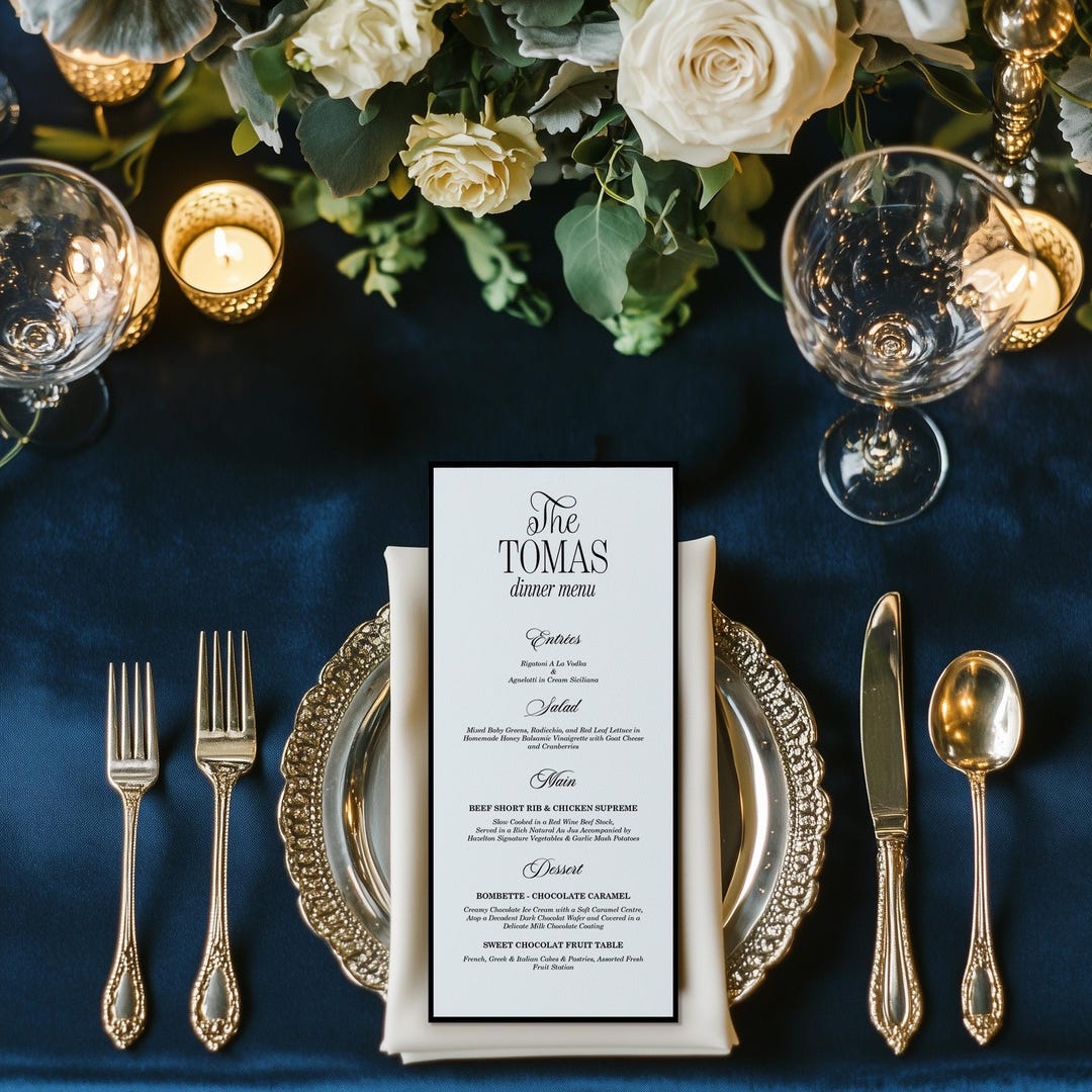 Wedding/event Menu - Customized and Printed - Physical Item - Etsy