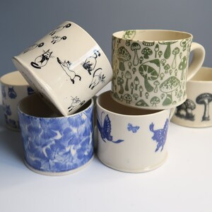 Pattern coffee mug, 12oz coffee mug, pottery mug, Hand-painted mug, Coffee lover mug, office mug, Gift mug, vegetarian mug, tea cup,