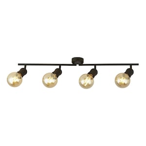 4 Light Bar Ceiling Spot Light 60W E27 Black Metal