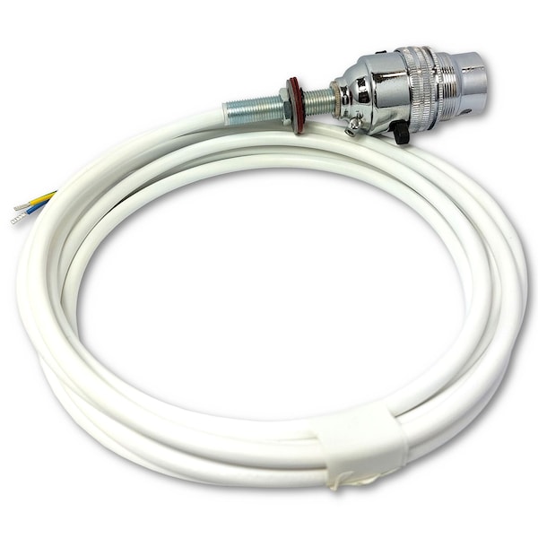 Chrome Pre-Wired Switched Table Lamp Rewire Kit 2.5m White Flex