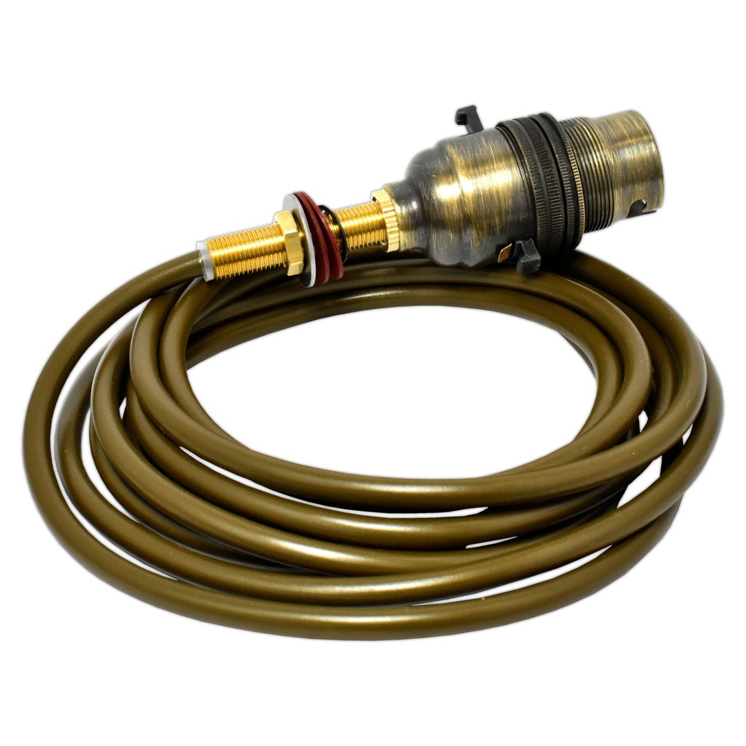 Antique Brass Prewired Switched Table Lamp Rewire Kit 2.5m Gold Flex