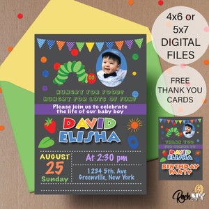 The Very Hungry Caterpillar Invitation - Very Hungry Caterpillar Birthday Party - Printable 4x6 or 5x7 DIGITAL FILE