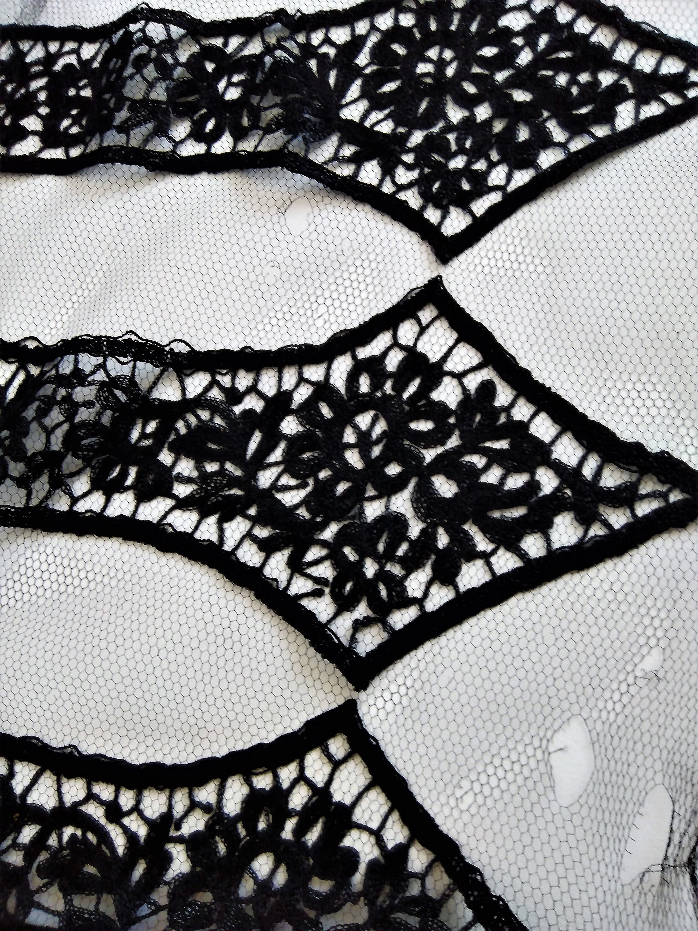 Antique Black Lace Panels Yokes Waistbands Etsy UK