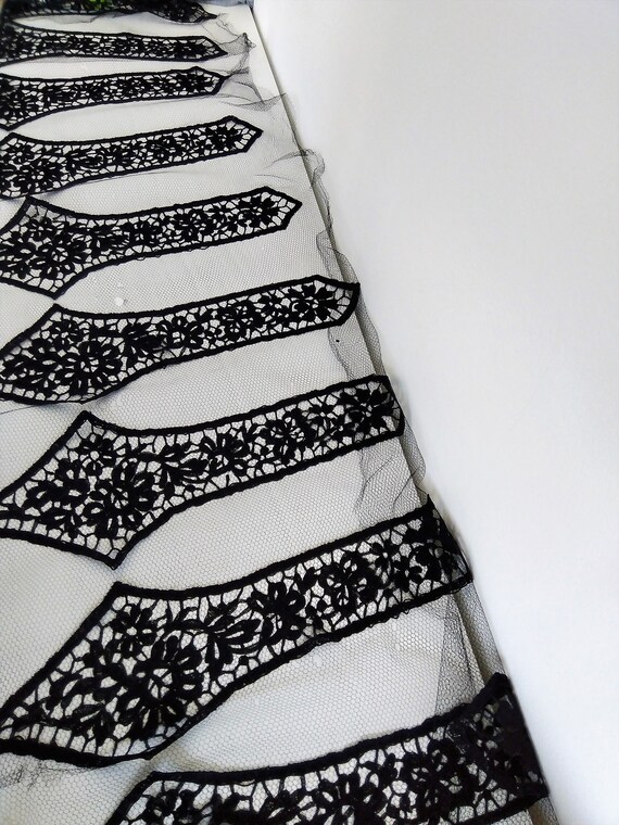 Antique Black Lace Panels Yokes Waistbands Etsy UK