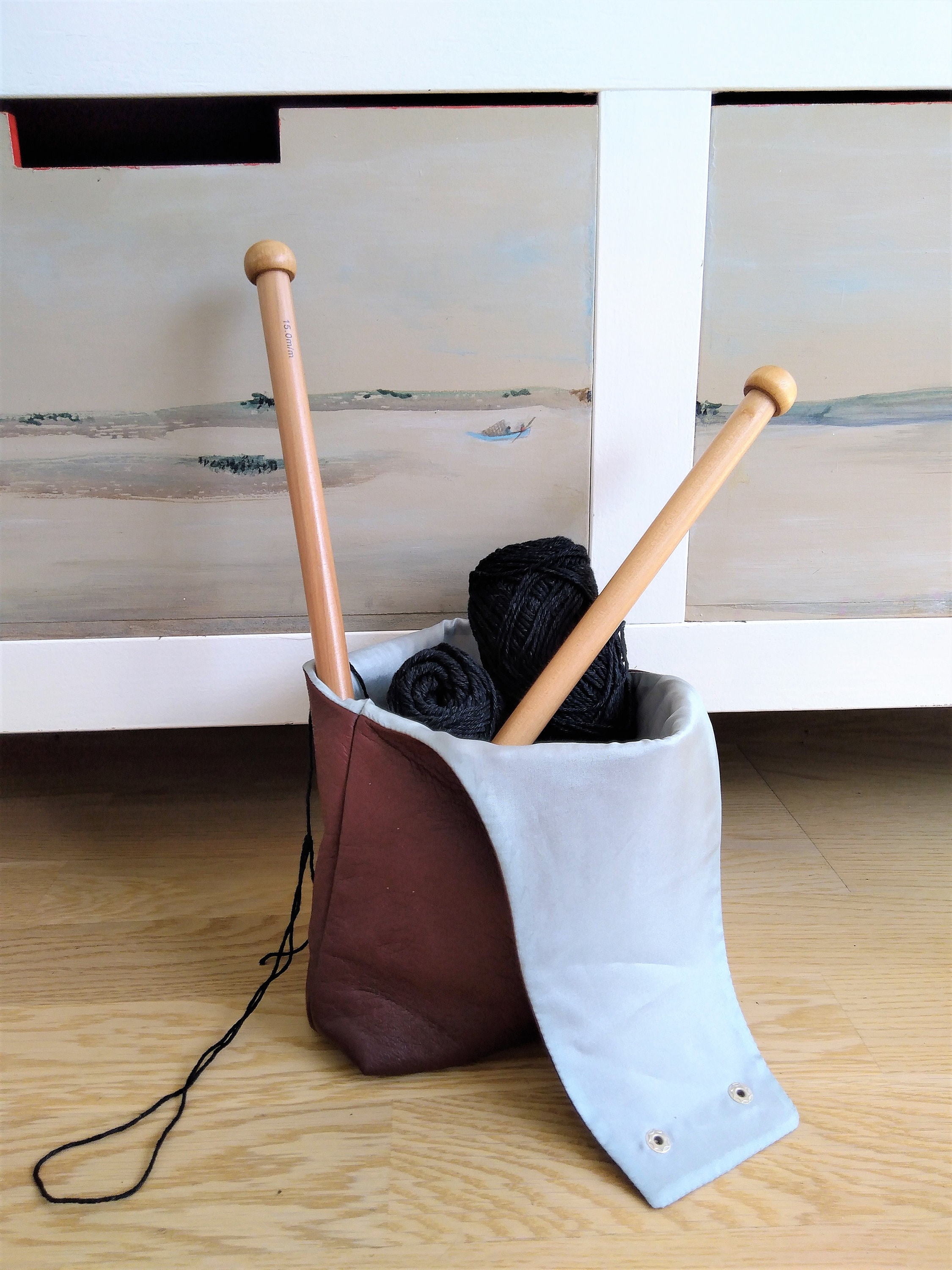 Small Leather Knitting Bag Crochet Bag Sewing Bag Project Etsy UK