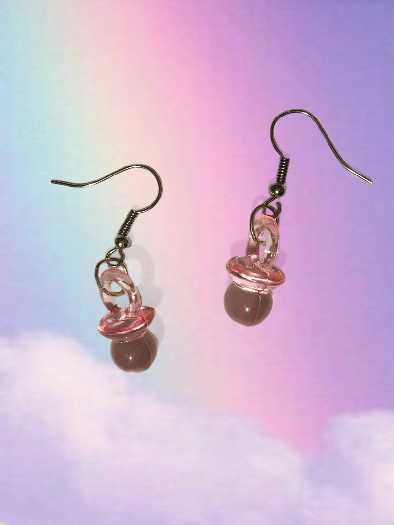 Resin Clear light pink dummy earrings Kawaii earrings dummy Etsy