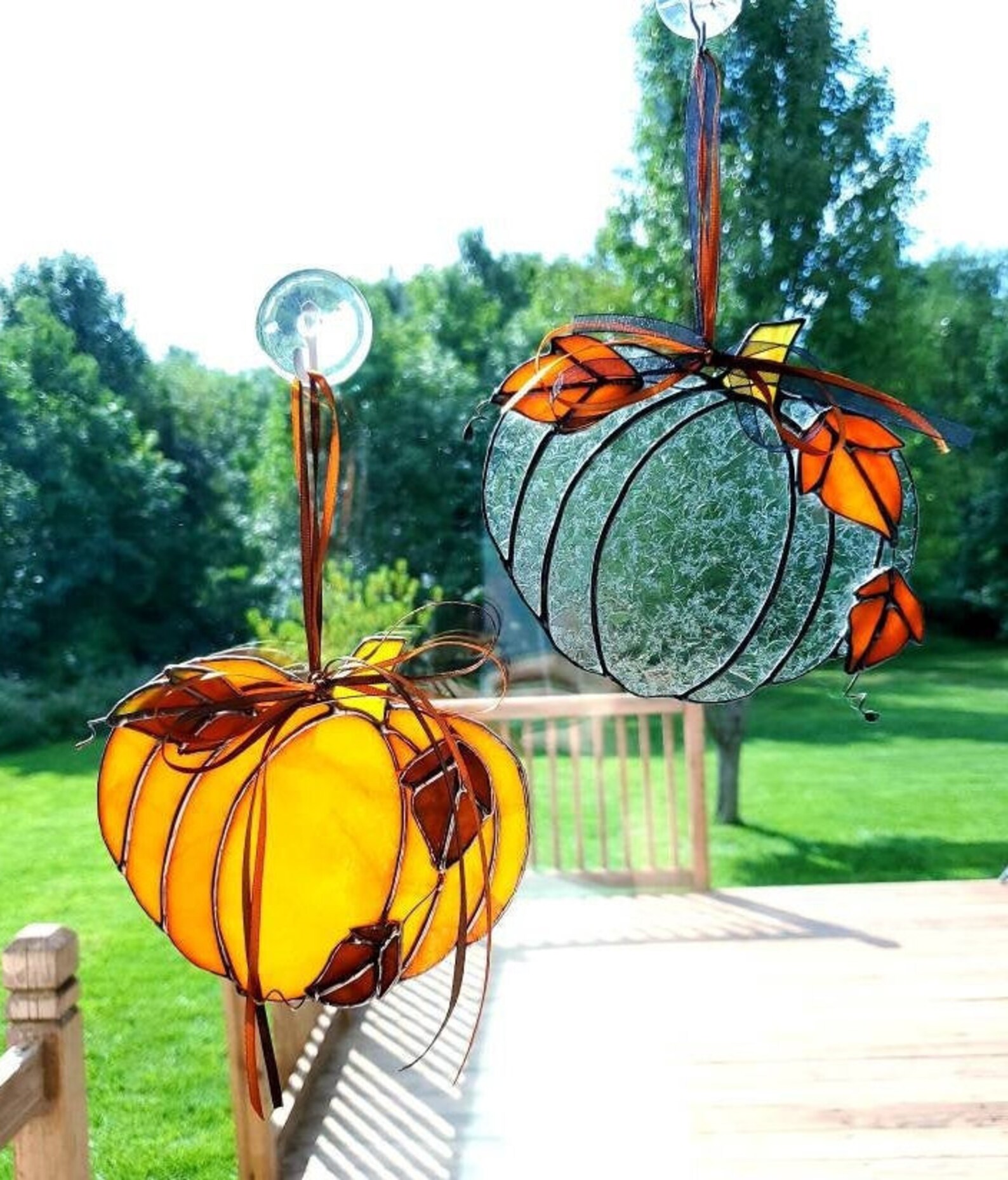 Stained Glass Pumpkin Suncatcher Stained Glass Halloween Etsy