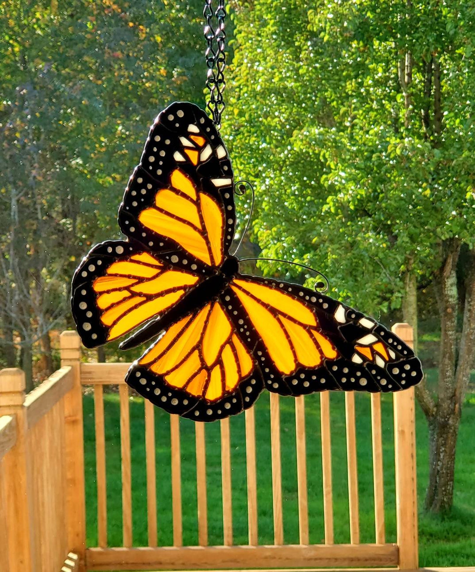 Stained Glass Monarch Butterfly Butterfly Suncatcher Etsy
