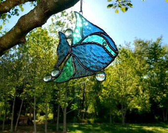 Stained Glass Fish Suncatcher, Nautical Decor, Fish Decor, Glass Fish, Fish Suncatcher, Gift for Fisherman,