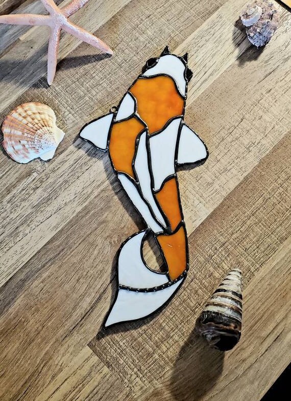 Stained Glass Koi Fish Suncatcher Glass Koi Fish Koi Fish Etsy