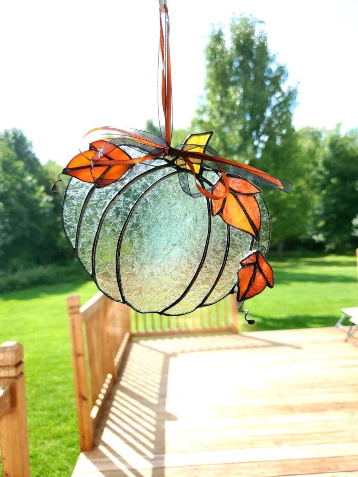 Stained Glass Pumpkin Suncatcher Fall Suncatcher Autumn Etsy
