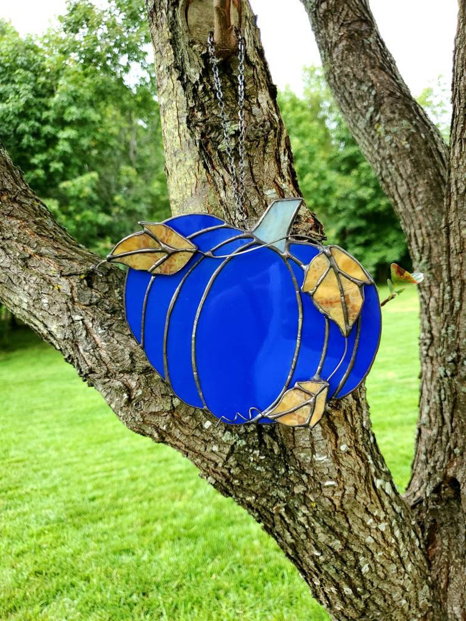 Stained Glass Pumpkin Suncatcher Fall Suncatcher Autumn Etsy