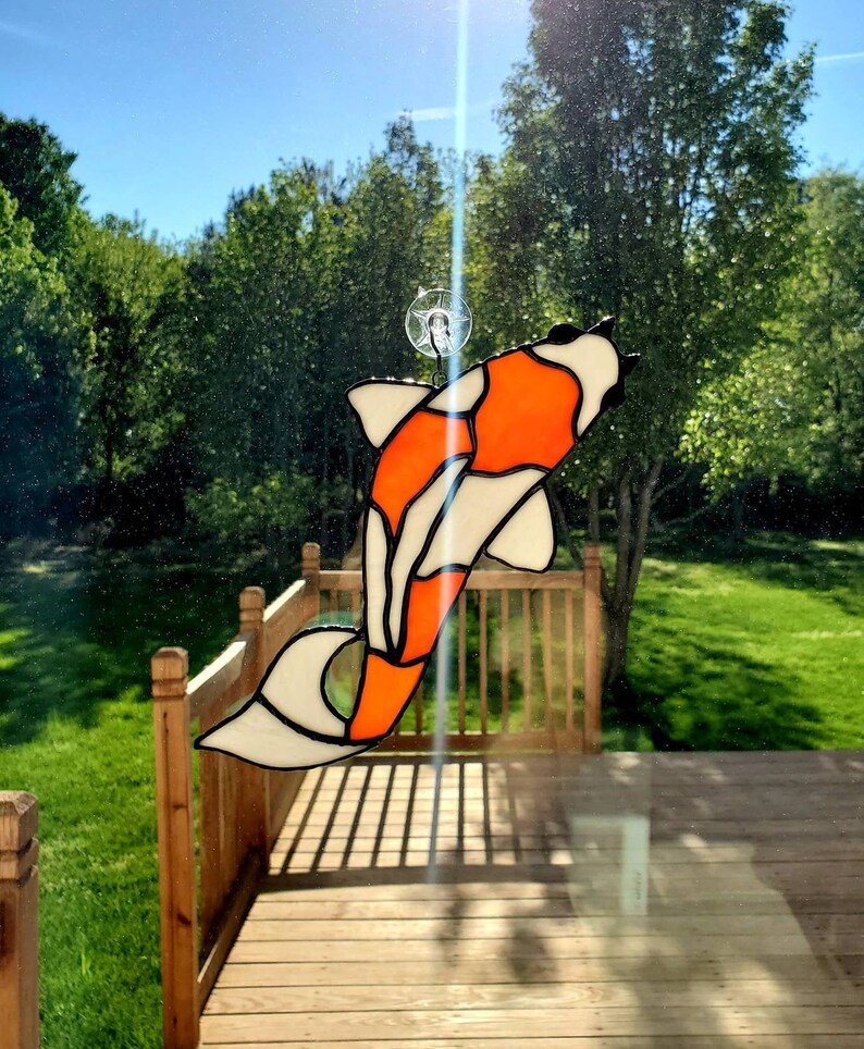 Stained Glass Koi Fish Suncatcher Glass Koi Fish Koi Fish Etsy