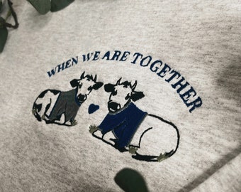 Adult Apparel - When We Are Together - cows  - sweatshirt - hoodie - grey - blue