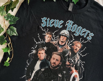 Ropa para adultos - Steve Rogers - Camiseta estampada - Camiseta de cuello redondo