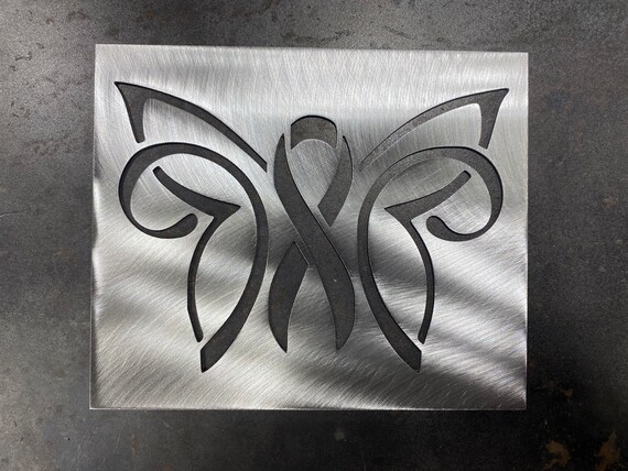 Metal Cancer ribbon Stencil with butterfly for Wood American Flags, wood  projects, metal router stencil, metal stencils