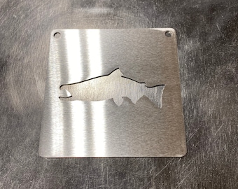 Small salmon metal stencil for wood router, painting, wood burning, pattern making
