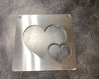 Small heart metal stencil for wood router, painting, wood burning, pattern making