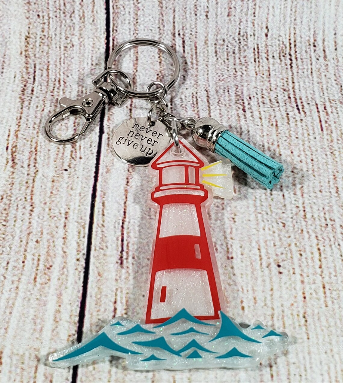 Lighthouse key chain Nautical keychain inspirational Etsy