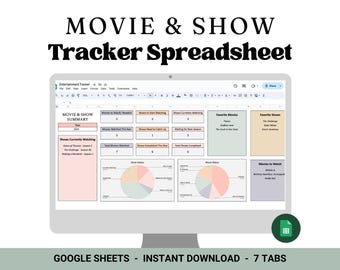 Movie & TV Show Series Tracker Spreadsheet | Google Sheets Spreadsheet Template | To Be Watched | Favorite Series List | Watch list |