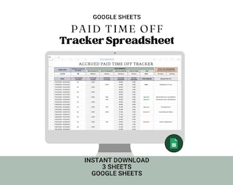 Paid Time Off Tracker: PTO Vacation Planner Google Sheets (Instant Digital Download)