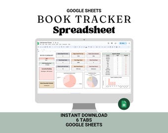 Book Tracker Spreadsheet: Reading List & Progress (Google Sheets, Digital Download)