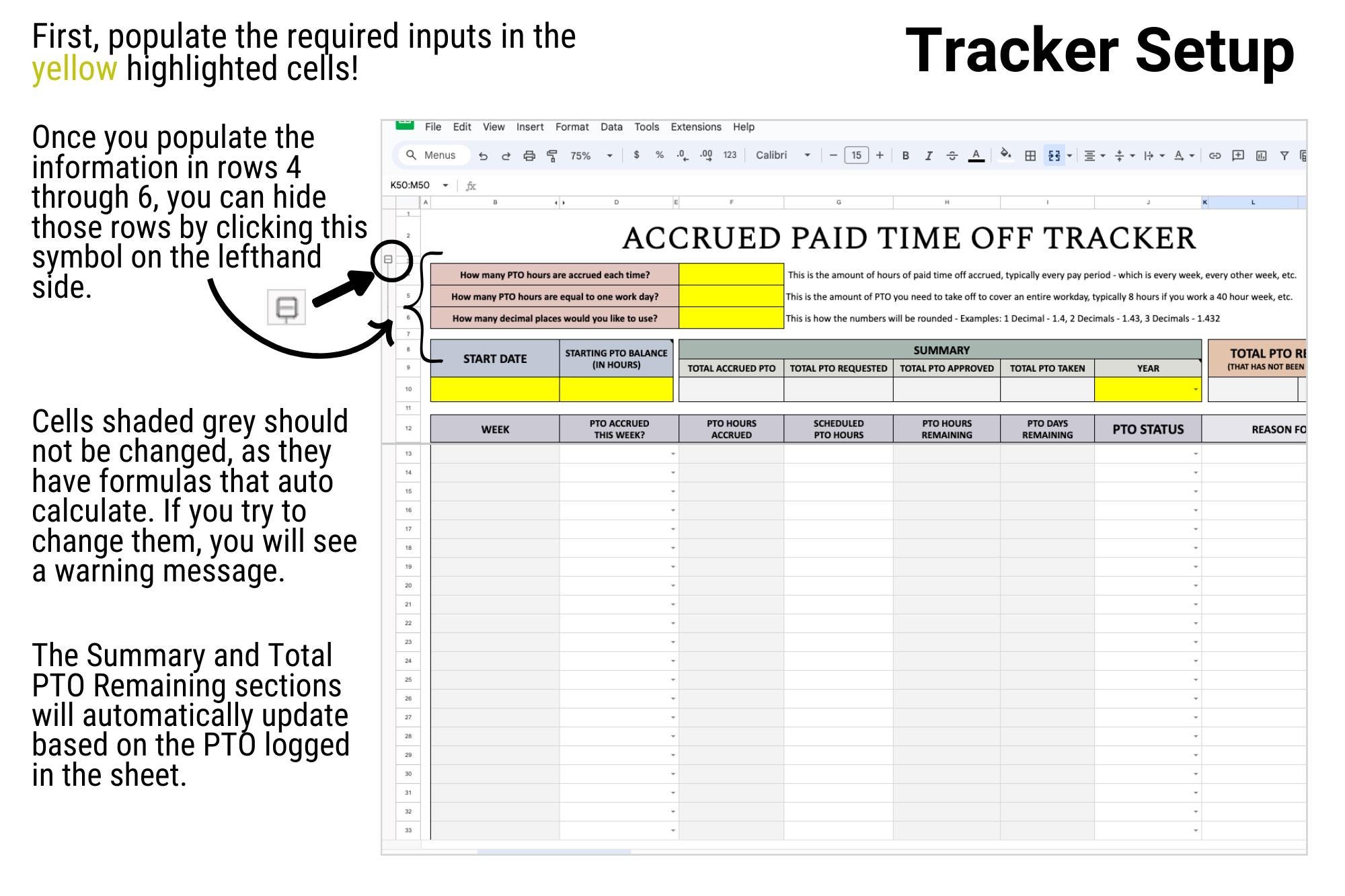 Paid Time off Tracker: PTO Vacation Planner Google Sheets (instant ...