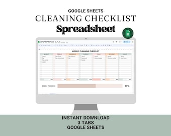 Cleaning Checklist Spreadsheet: Weekly & Annual Schedule (Google Sheets, Instant Download)