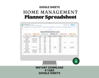 Home Management Planner: Google Sheets Template (Instant Digital Download)