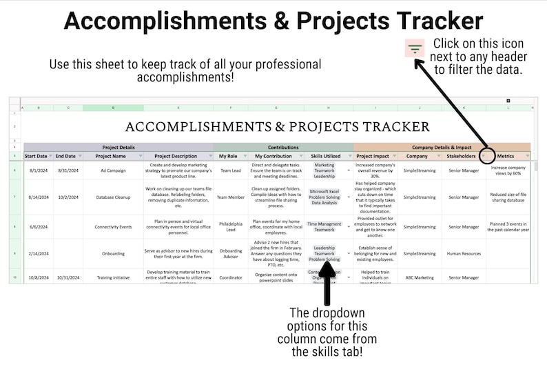Profession Spreadsheet Career Tracker Spreadsheet: Google Sheets & Excel Template (digital ...