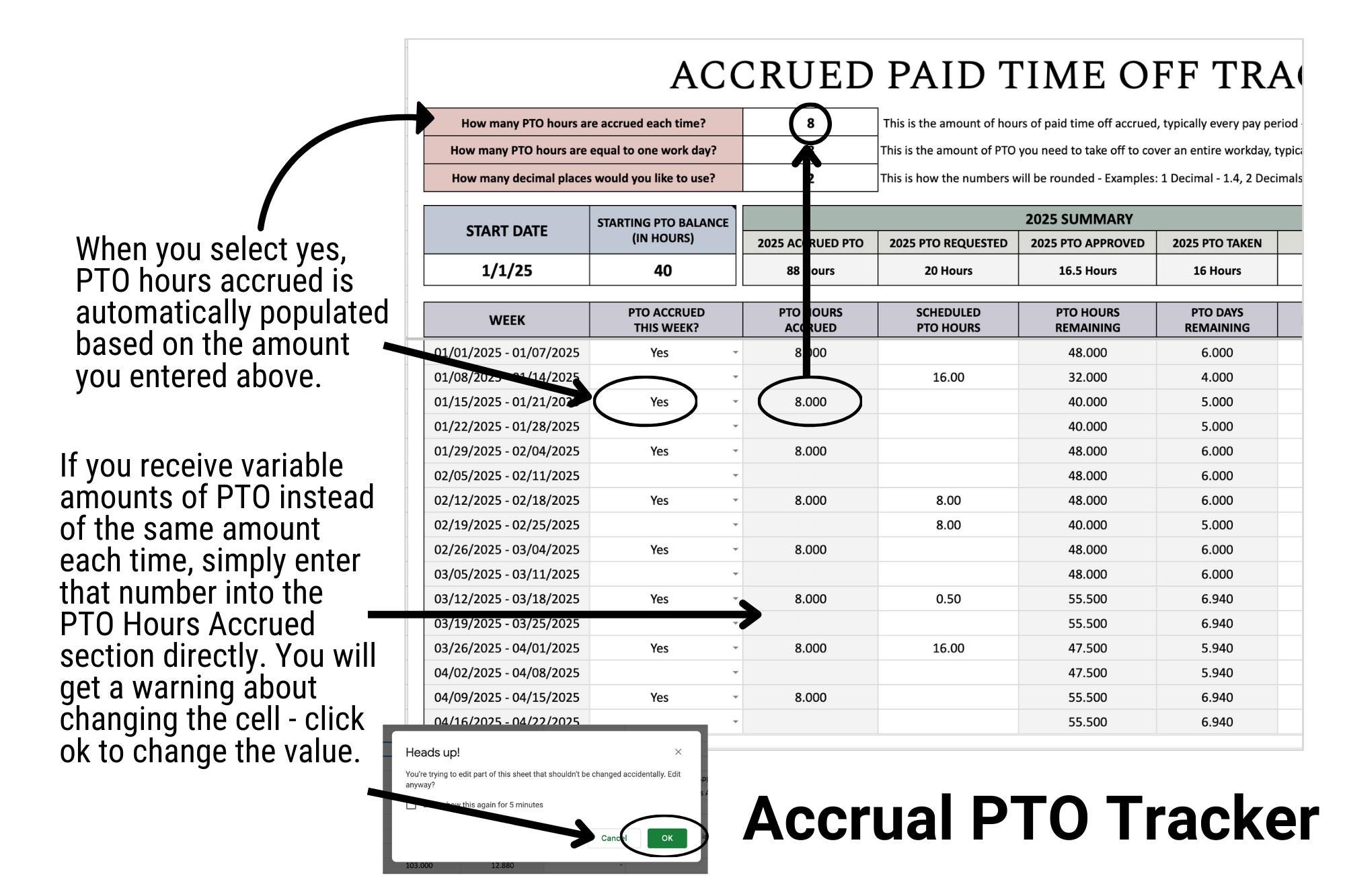 Paid Time off Tracker: PTO Vacation Planner Google Sheets (instant ...
