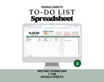 Digital To Do List Spreadsheet: Task Tracker in Google Sheets (Digital Download)