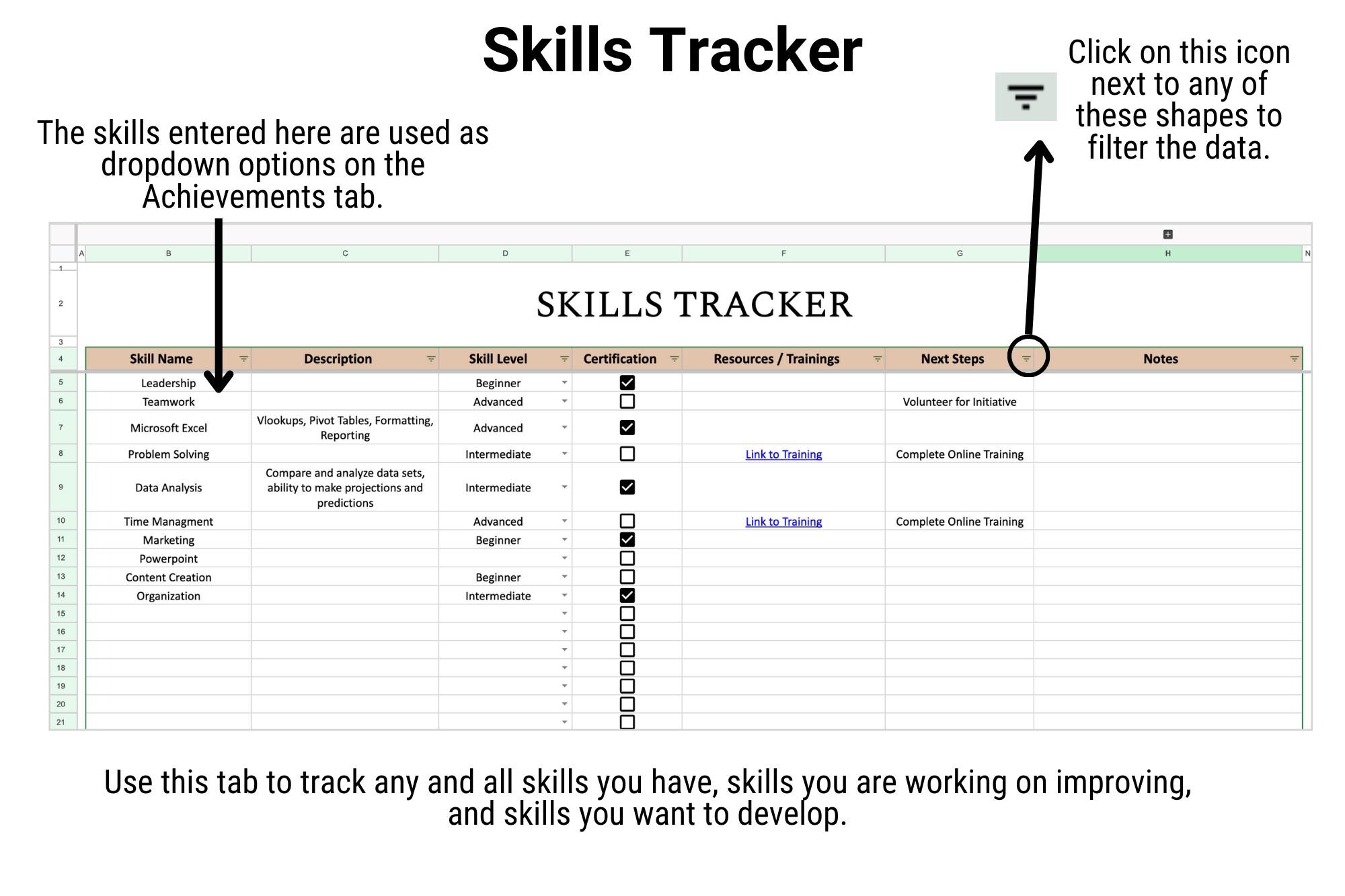 Career Tracker Spreadsheet: Google Sheets & Excel Template (digital ...