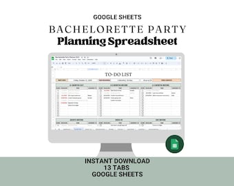 Planner vrijgezellenfeest: Google Spreadsheets-sjabloon (directe digitale download)