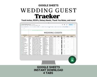 Wedding Guest List Tracker: Google Sheets Template (Digital Download)