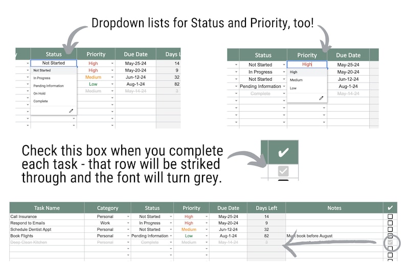 Digital to Do List Spreadsheet: Task Tracker in Google Sheets (digital ...