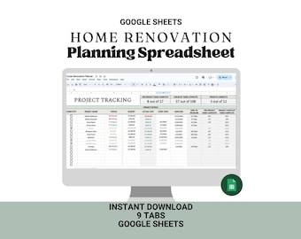 Home Renovation Tracker: Google Sheets Budget Template (Digital Download)