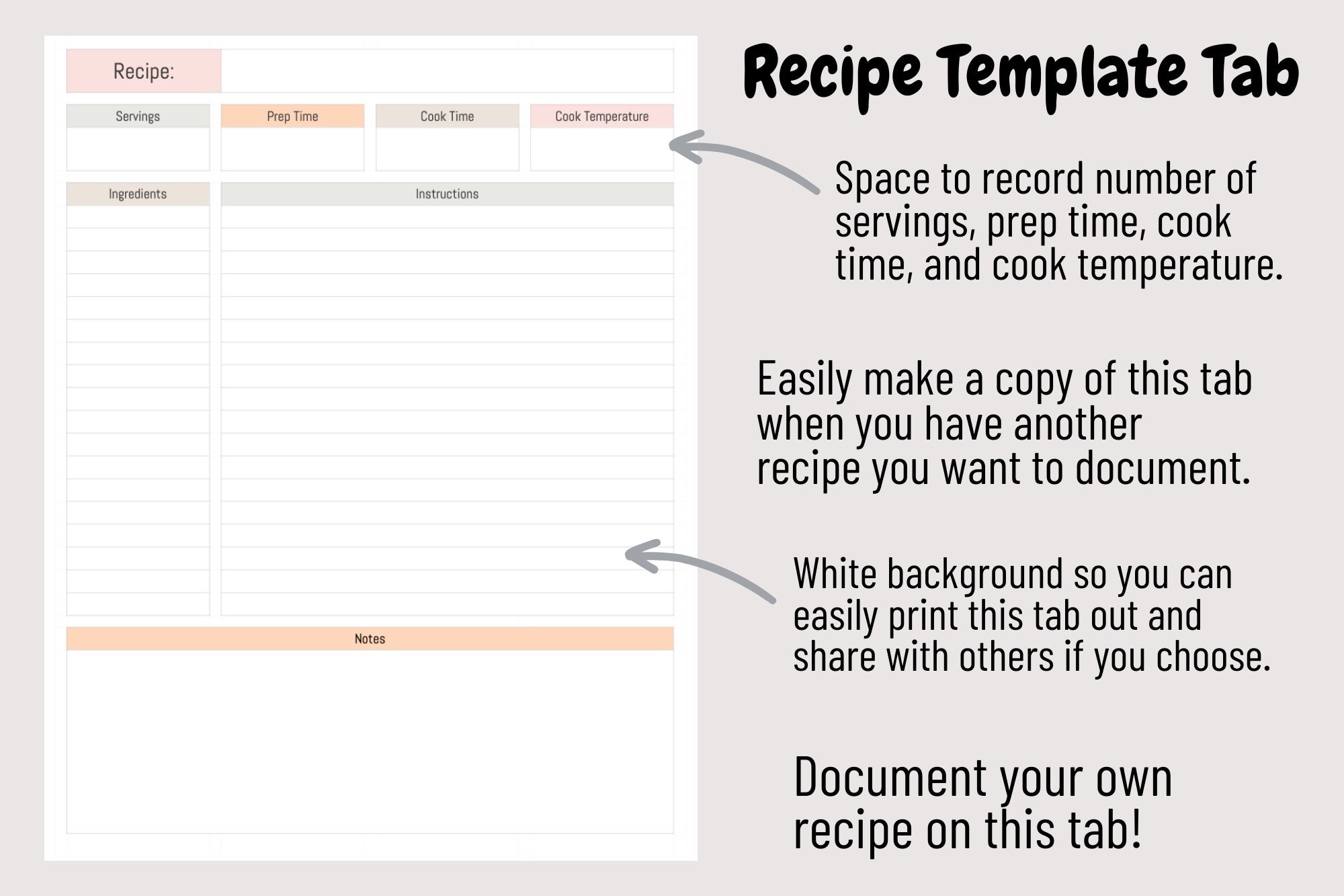Recipe Organizer Spreadsheet Recipe Planner Google Sheets Template