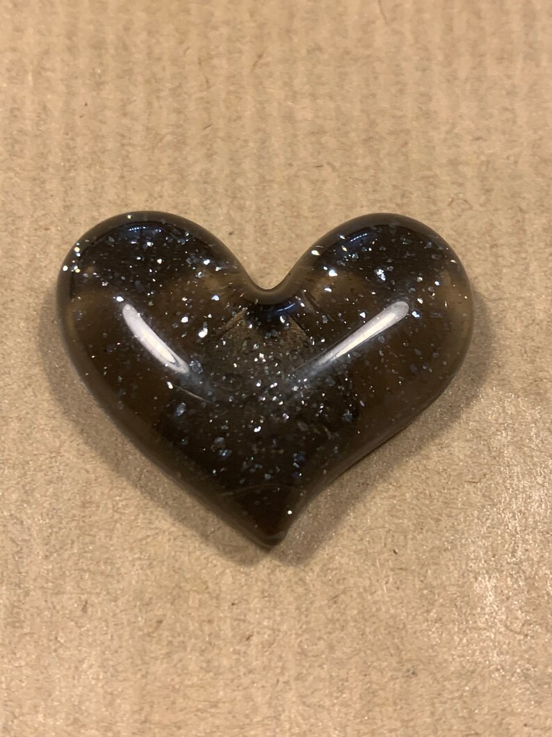 Cute Black Opaque Heart with Glitter Cover Minder