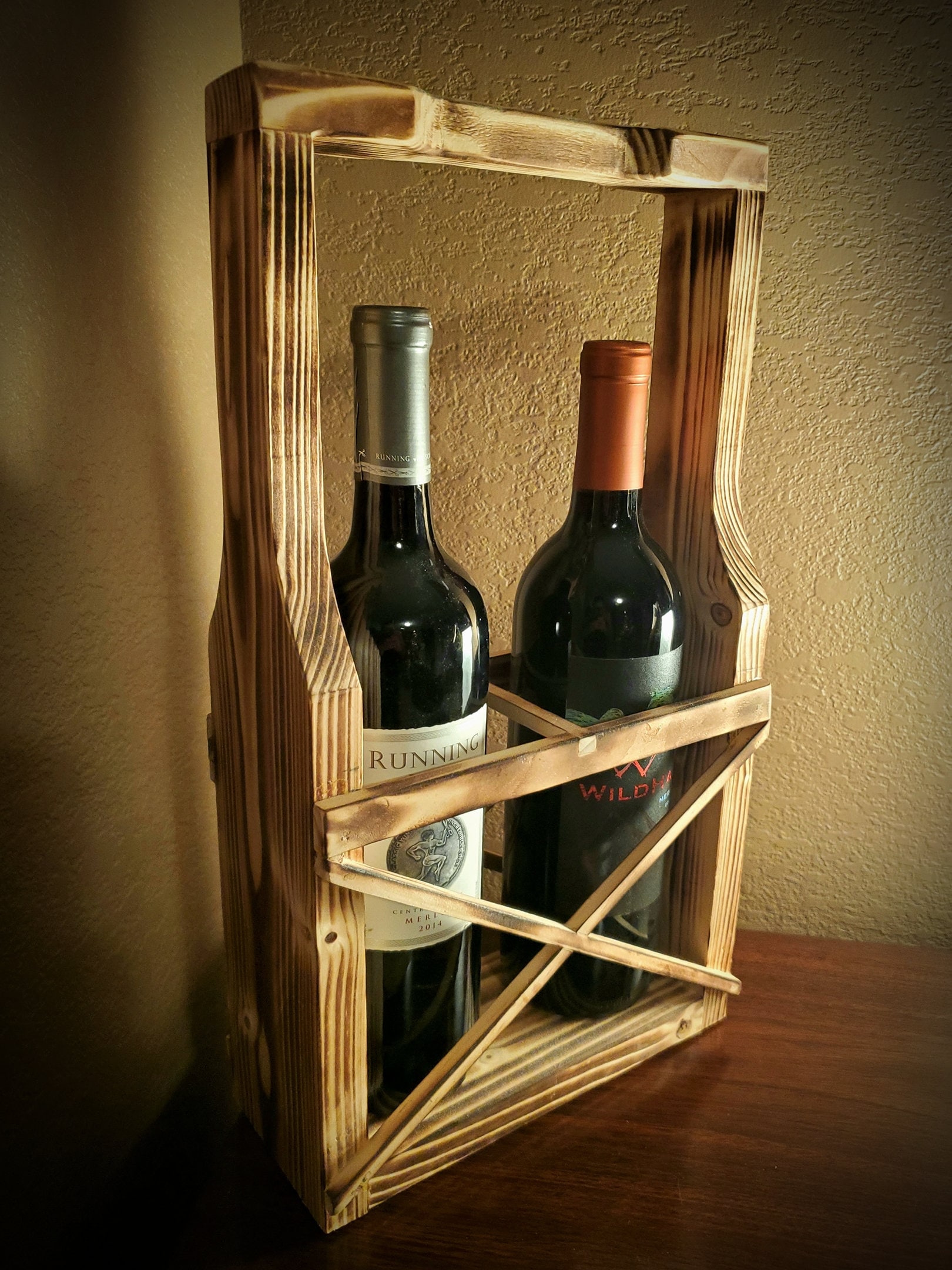 Burnt Wood Wine Carrier - Handmade Tote - Wine Caddy - Etsy