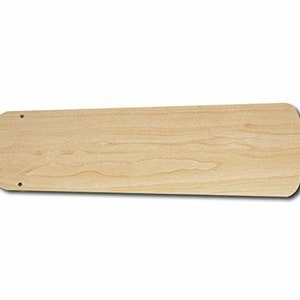 May include: A light wood ceiling fan blade with a natural wood grain finish.