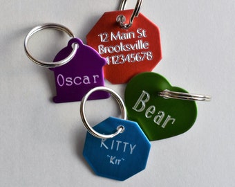 Aluminium Custom Made / Personalised Customised Deep Engraved Pet Puppy Dog ID Tag + Free Split Ring