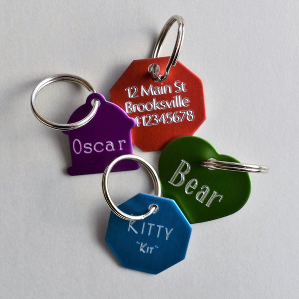 Custom Engraved Aluminum Pet ID Tag: Puppy, Dog, Cat