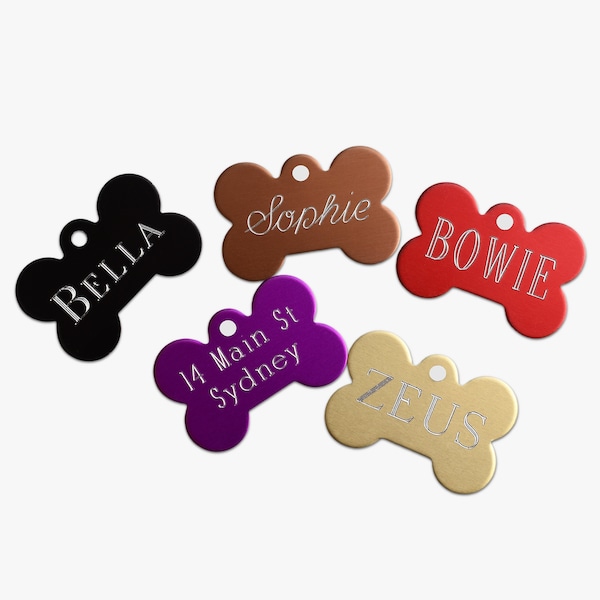 Custom Engraved Aluminium Bone Pet ID Tag