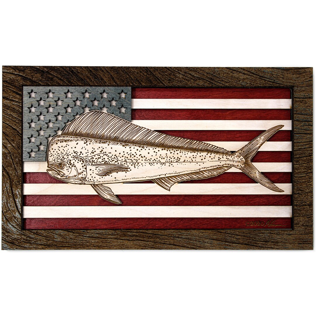 Mahi American Flag Art Etsy