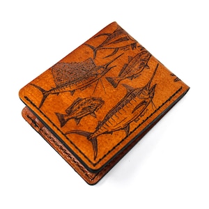 Cartera de cuero plegable - Lista de pesca en agua salada